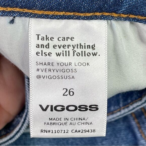 Vigoss Ace Jeans Women's 26 Blue Flare High Rise Split Leg Dark Denim - Picture 8 of 14